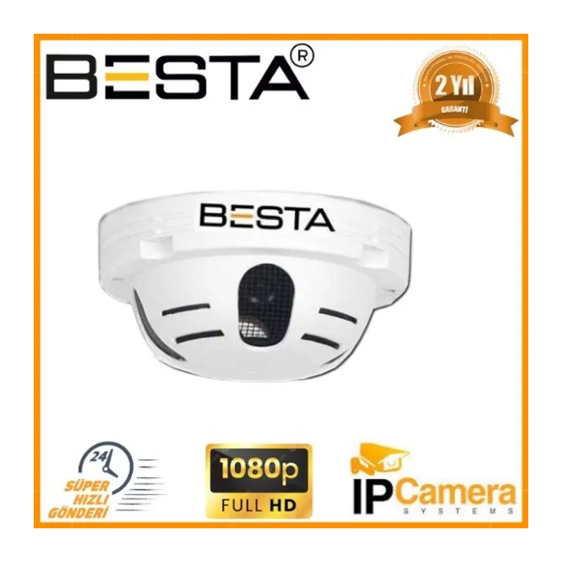 2 MP 1080P Duman Dedektör Görünümlü IP POE Dome Kamera