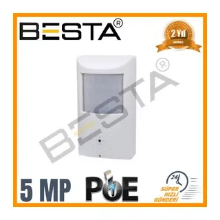 5 MP 1440P 48 IR LED IP POE DAHİLİ MİKROFONLU PIR DEDEKTÖR GÖRÜNÜMLÜ Güvenlik Kamerası