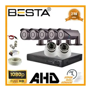 2MP 1080P 5 Dış 2 İç Mekan Kameralı AHD Güvenlik Seti