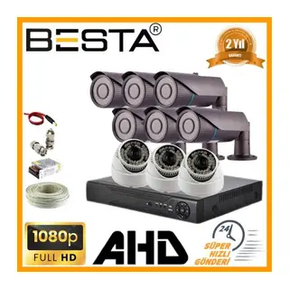 2MP 1080P 6 Dış 3 İç Mekan Kameralı AHD Güvenlik Seti