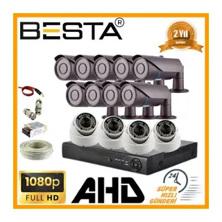 2MP 1080P 9 Dış 4 İç Mekan Kameralı AHD Güvenlik Seti