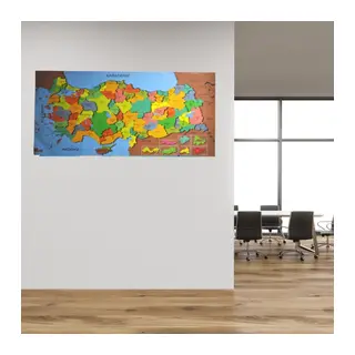 BUFFER® Renkli Türkiye Haritası Manyetik Yapıştırıcı Gerektirmeyen Duvar Stickerı 118 CM * 56 CM