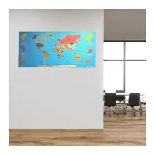 BUFFER® Renkli Atlas Dünya Haritası Manyetik Yapıştırıcı Gerektirmeyen Duvar Stickerı 118 CM * 56 CM