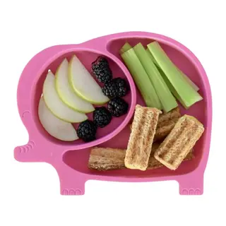 BUFFER® Bebek ve Çocuk için Sevimli Fil Model Desenli Yemek Bebek Mama Kabı Bölmeli Tabak