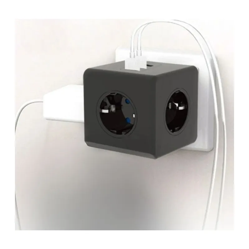 TrdStore® Isıya Dayanıklı Termal Akım Korumalı ve Çocuk Korumalı 3 Priz Girişli 3 USB Girişli Küp Priz