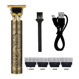 BUFFER® Vintage Görünümlü Güçlü 4 Farklı Başlıklı USB ŞarjlI Manuel Tıraş Makinası