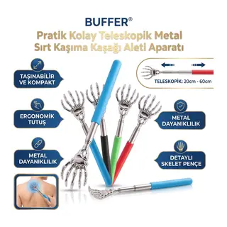 BUFFER® Pratik Kolay Teleskopik Metal Sırt Kaşıma Kaşağı Aleti Aparatı