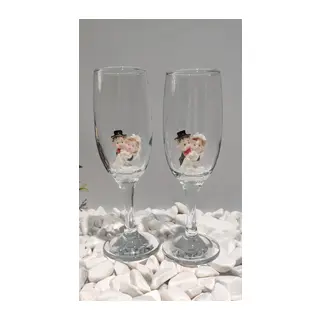 KİRLİNOVA® GELİN DAMAT FİGÜRLÜ 2'Lİ MEŞRUBAT BARDAĞI