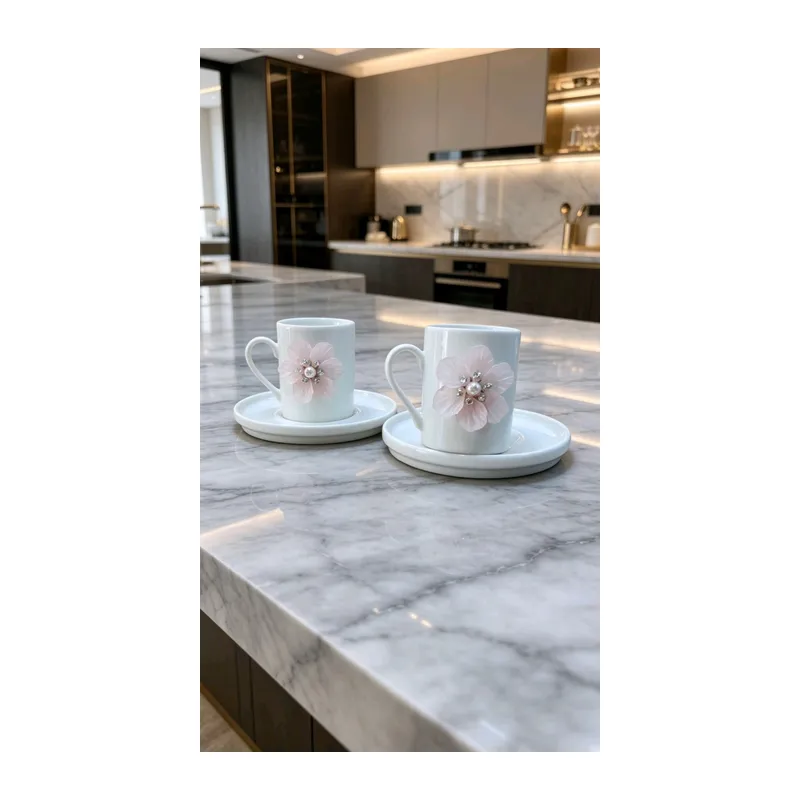 KİRLİNOVA® PEMBE ÇİÇEK PORSELEN 2'Lİ FİNCAN