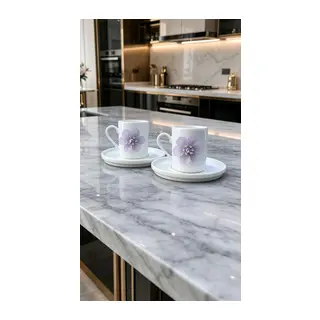 KİRLİNOVA® MOR ÇİÇEK 2'Lİ PORSELEN FİNCAN TAKIMI
