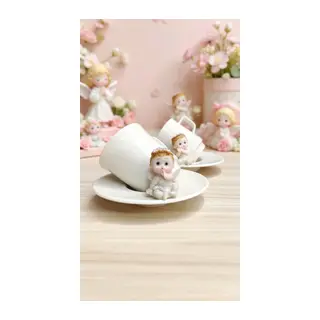 KİRLİNOVA® MELEK BEBEK 2'Lİ PORSELEN FİNCAN TAKIMI