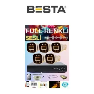 Gerçek 5 Mp 5 Kameralı Gece Renkli Sesli 3 Tb HDD Dahil Ahd Güvenlik Seti