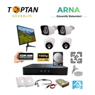 2 Dış 2 Iç Kameralı Monitör ve 1 Tb HDD Dahil Ahd Güvenlik Kamerası SETİ