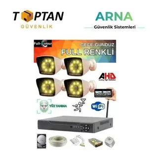 4 Kameralı Güvenlik Seti - 5mp Sony Lensli Full Hd Gece Renkli Görüşlü Güvenlik Kamerası Sistemi Cepten Izle