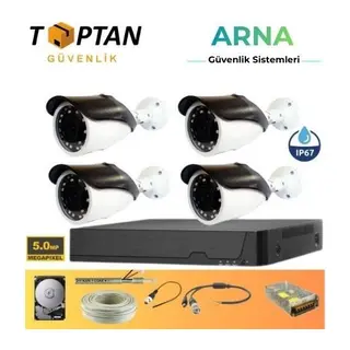 Gerçek 5 Mp Metal Kasa 4 Kameralı Ahd Güvenlik Seti 320 GB HDD Dahil
