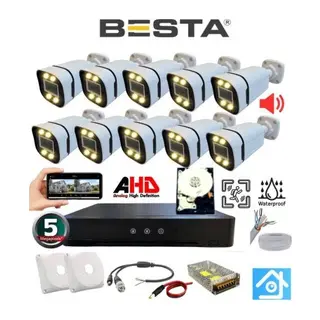 10 Kameralı 5 Mp Sesli Warm LED Waterproof 3.6 mm Lens H.265 2 Tb HDD Dahil Ahd Güvenlik Seti