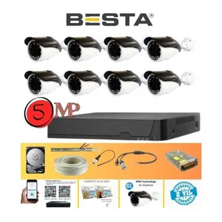 Gerçek 5 Mp Metal Kasa 8 Kameralı Ahd Güvenlik Seti 2 Tb HDD Dahil