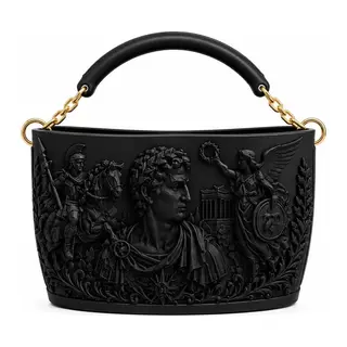 Athena Noir Antik Dönem 3d Tasarım Omuz Çantası Siyah