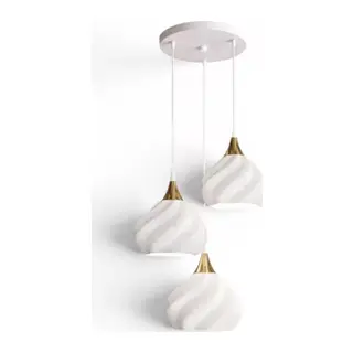 Pumpki̇n Salon Oturma Odasi Üçlü Sarkıt Avize 3d – Salon Aydınlatması 70 Cm Beyaz-gold