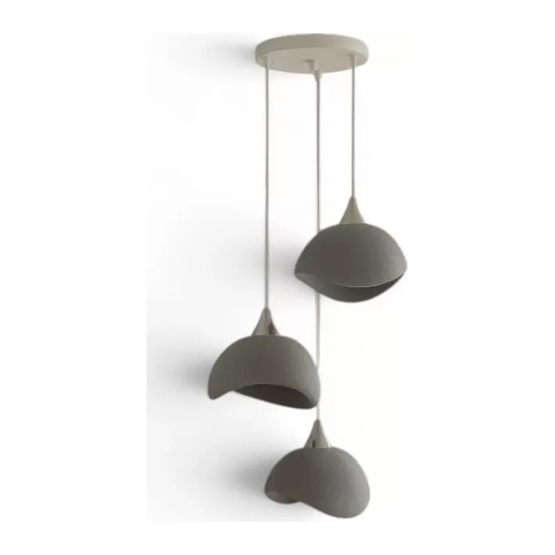 Beton Görünümlü İskandinav Tarzı Salon Oturma Odası 3'lü Avize 32 X 70 Cm Gri
