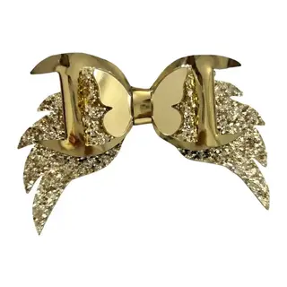 Işıltılı Glitter Tasarımlı Fiyonk Saç Tokası Gold