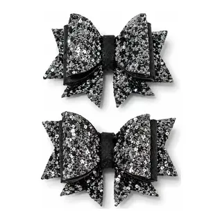 Işıltılı Glitter Tasarımlı Fiyonk Saç Tokası Gri Pullu