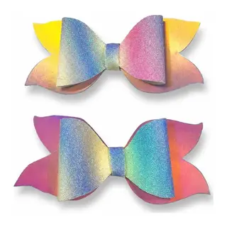 Glitter Detaylı Fiyonk Saç Tokası 2'li Set 6x3 Cm Renkli Simli