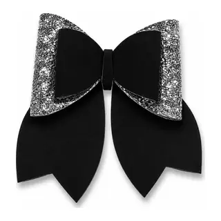 Glitter Detaylı Fiyonk Saç Tokası 9x8 Cm Siyah - Gri