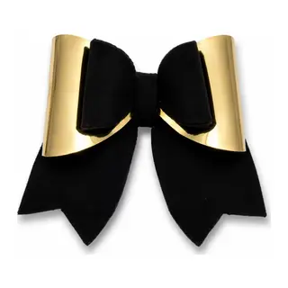 Glitter Detaylı Fiyonk Saç Tokası 9x6 Cm Siyah-gold