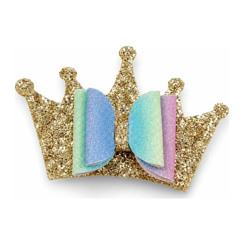 Glitter Detaylı Fiyonk Saç Tokası 9x6 Cm Gold