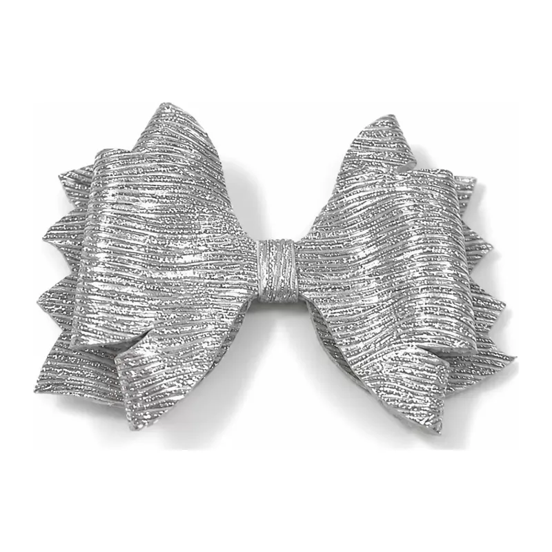 Glitter Detaylı Fiyonk Saç Tokası 9x7 Cm Gümüş Gri