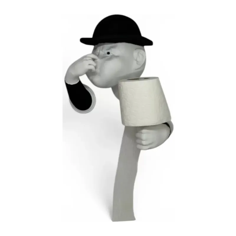 3d İnsan Figürlü Tuvalet Kağıdı Askılığı – Eğlenceli Banyo Dekoru Siyah