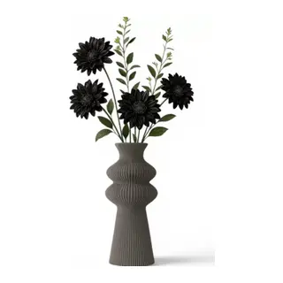 Premi̇um İskandi̇nav Rusti̇k Plasti̇k 3d Dekorati̇f Vazo Gri
