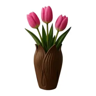 Lotus 3d Dekorati̇f Vazo 18 Cm Kahverengi