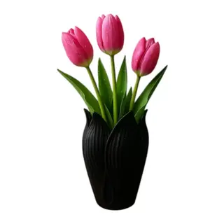 Lotus 3d Dekorati̇f Vazo 18 Cm Siyah