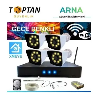 5 Mp Lens 2 Mp 1080P Gece Renkli 4 Kameralı Wıfı Özellikli Kamera Seti 2 Tb HDD