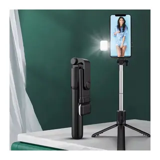 BUFFER® Kendiliğinden LED Işıklı Kumandalı Uzayabilen Selfie Çubuğu,Masa Üstü Tripod