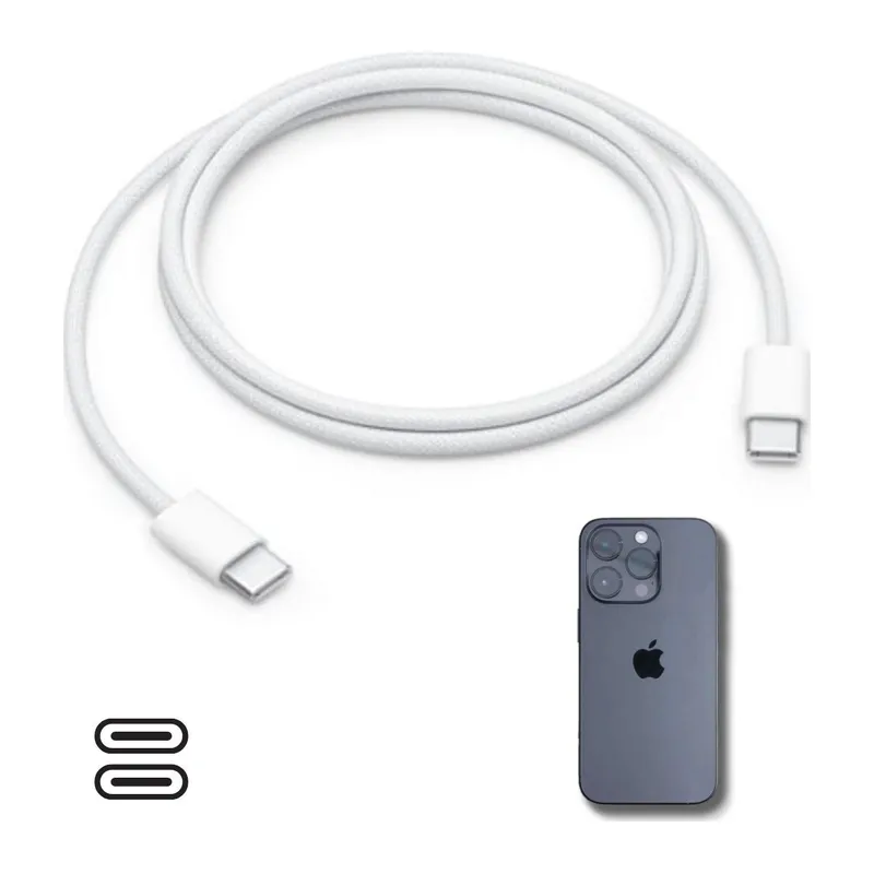 BUFFER® Apple 15/15 Pro Type-C to Type-C Hasır Örgü Hızlı Şarj Kablosu (1m)