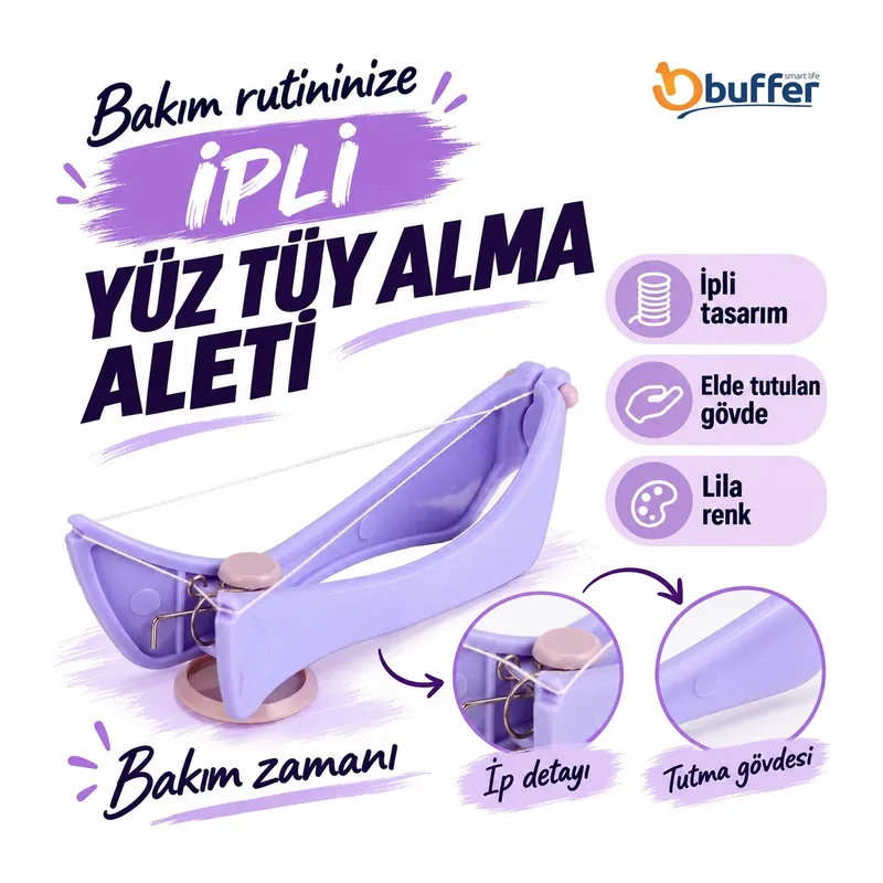 BUFFER® Slique Pratik İple Kaş Bıyık Tüy Alma Epilasyon Aleti Makinesi