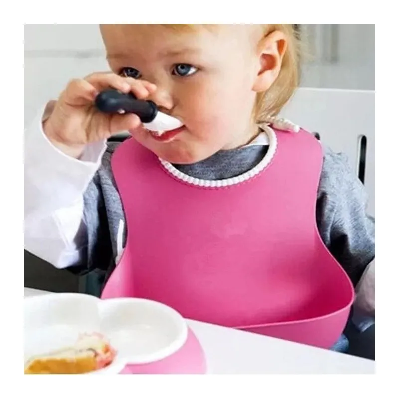 BUFFER® Çocuk Bebek Mama Önlüğü Dökülme Engelleyici Bükülebilir Pembe