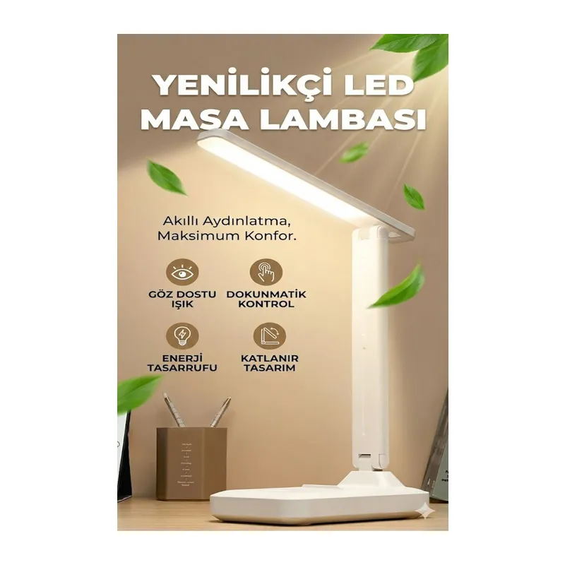 Katlanabilir Dokunmatik Kontrollü Göz Dostu Akıllı LED Masa Lambası – Enerji Tasarruflu