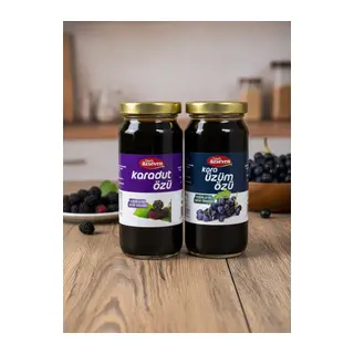 Özseven 2'li Meyve Özleri Paketi (Karadut Özü 300gr + Kara Üzüm Özü 300gr)